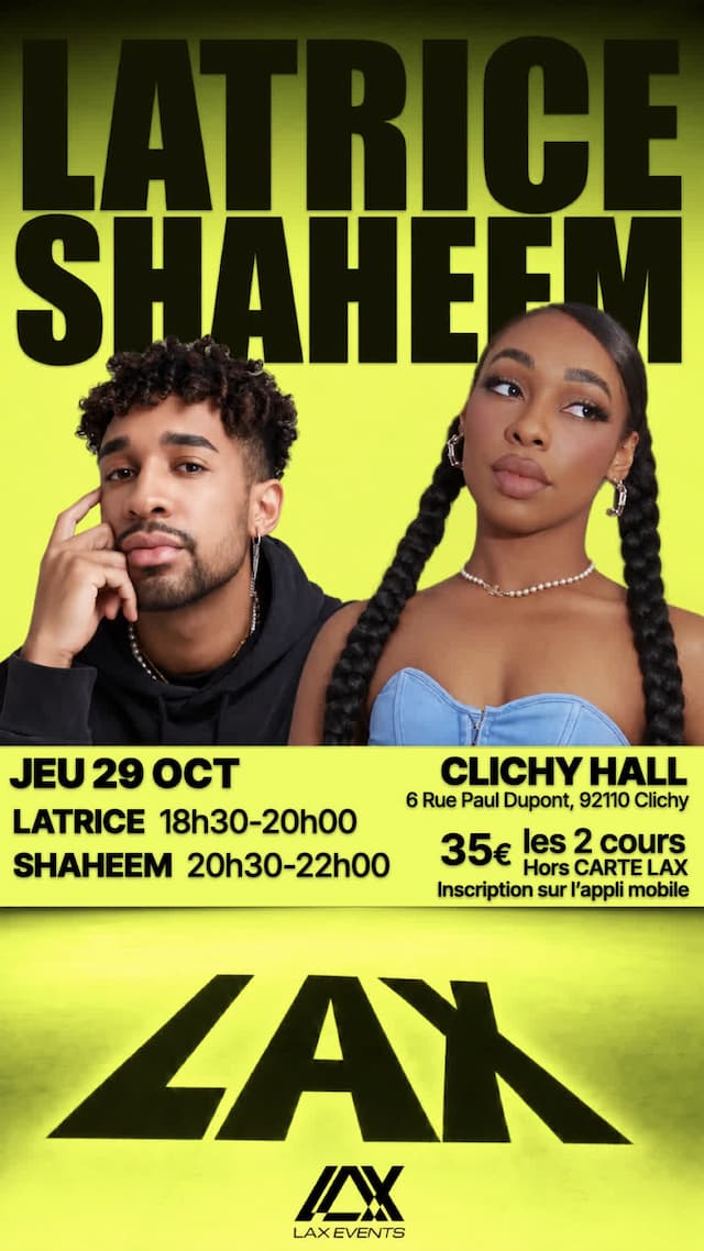 Pack 2 cours - International Workshops avec Latrice & Shaheem Kabamba au CLICHY HALL 