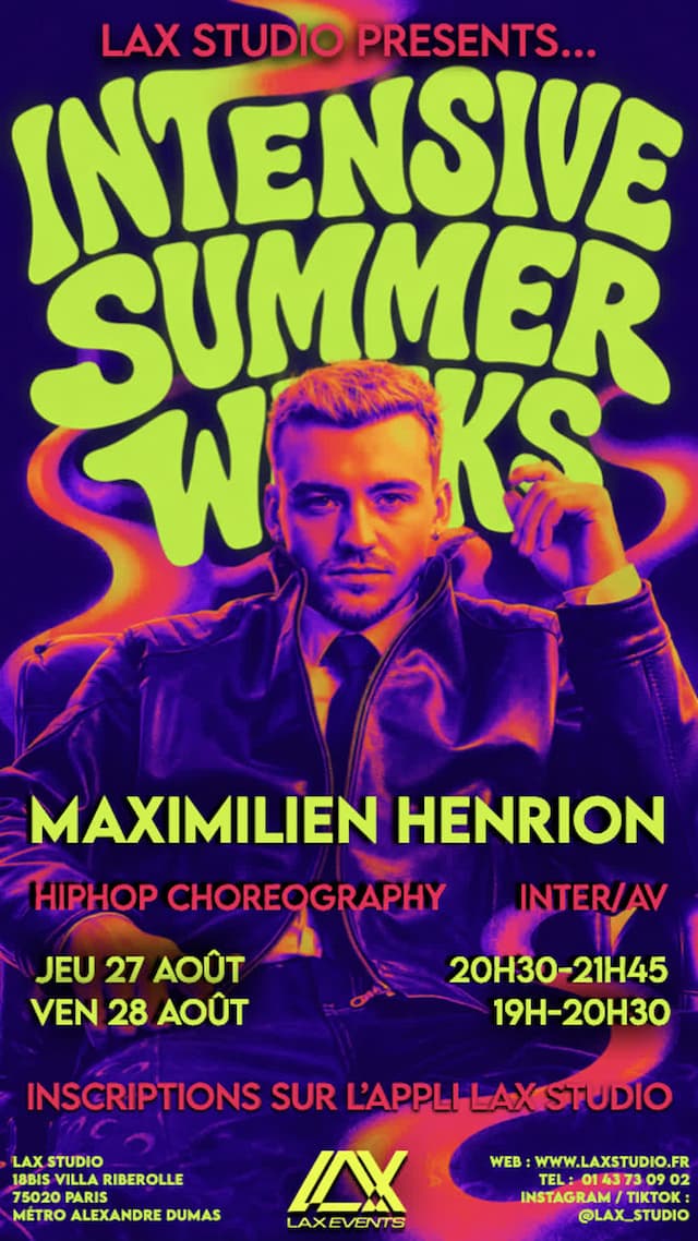 HipHop Choreography INTER/AV avec Maximilien Henrion - INTENSIVE SUMMER WEEKS 2026